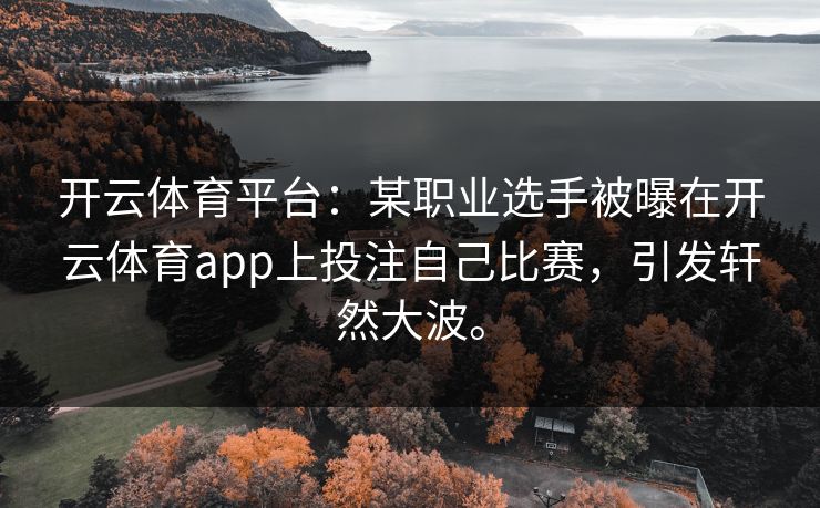 开云体育平台：某职业选手被曝在开云体育app上投注自己比赛，引发轩然大波。