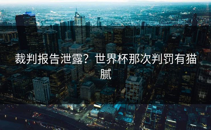 裁判报告泄露？世界杯那次判罚有猫腻