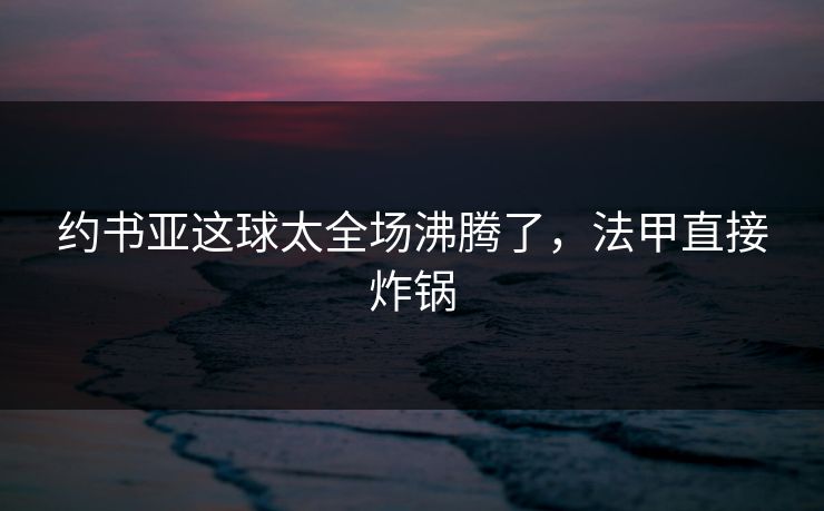 约书亚这球太全场沸腾了，法甲直接炸锅