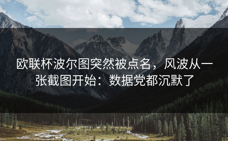 欧联杯波尔图突然被点名，风波从一张截图开始：数据党都沉默了